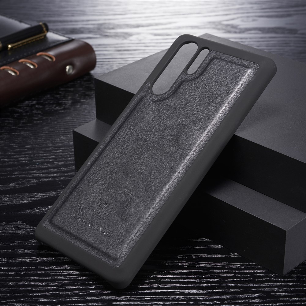 DG.MING Detachable 2-in-1 Split Leather Wallet Shell + PC Back Case for Huawei P30 Pro - Black-3