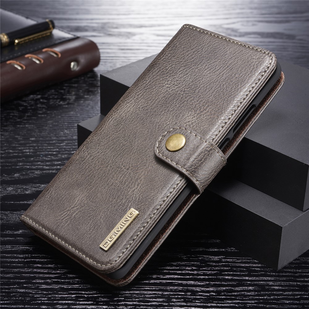 DG.MING Detachable 2-in-1 Split Leather Wallet Cover + PC Back Case for Huawei P30 Pro - Grey-1