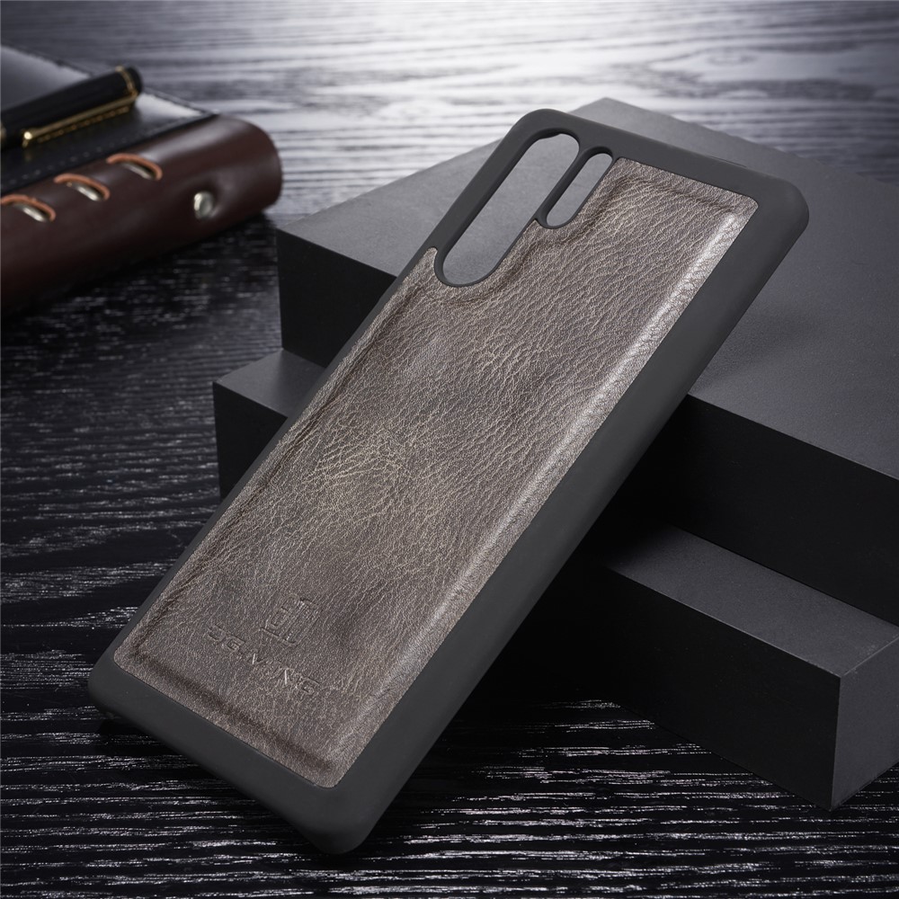 DG.MING Detachable 2-in-1 Split Leather Wallet Cover + PC Back Case for Huawei P30 Pro - Grey-3