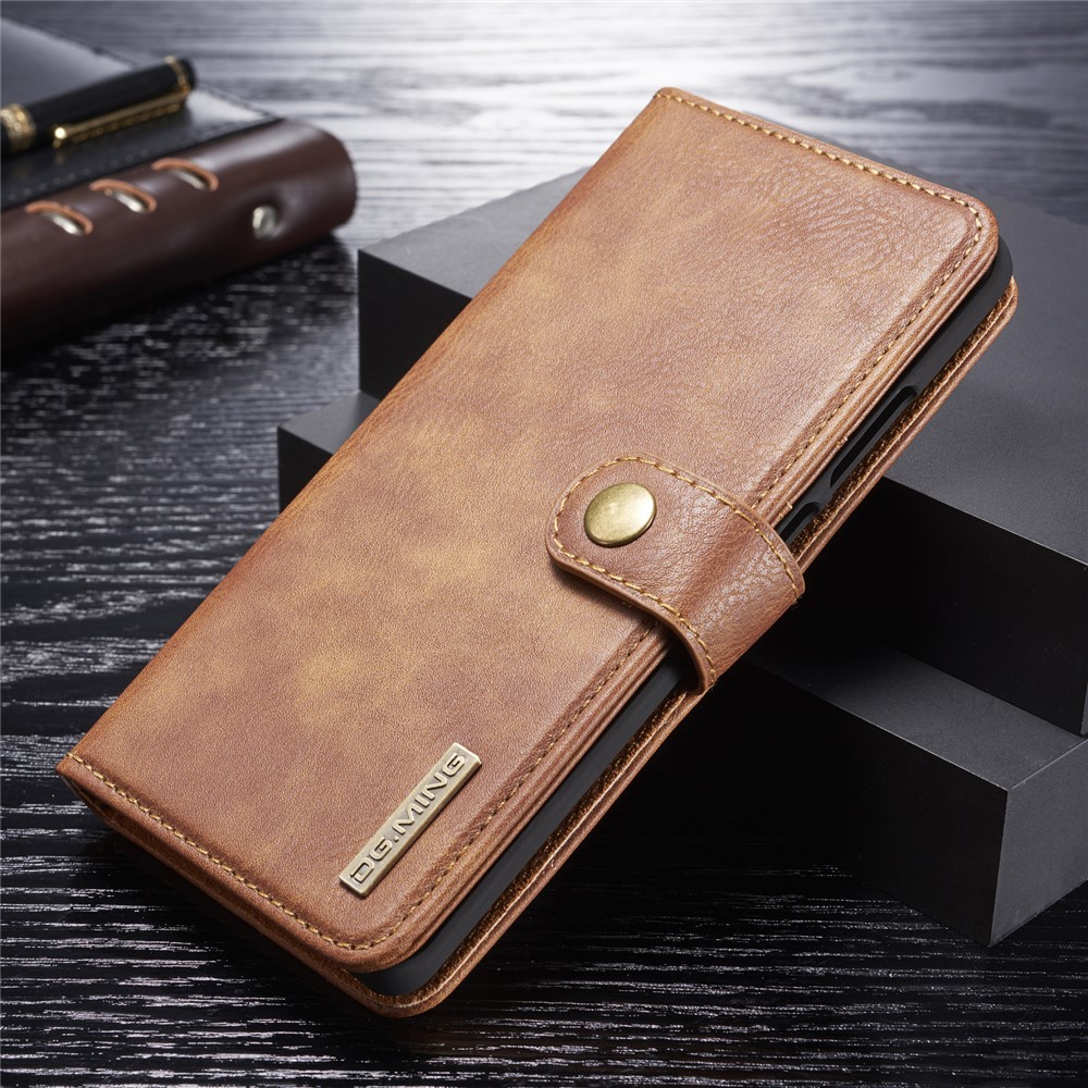 DG.MING Detachable 2-in-1 Split Leather Wallet Phone Shell + PC Back Case for Huawei P30 Pro - Brown-1