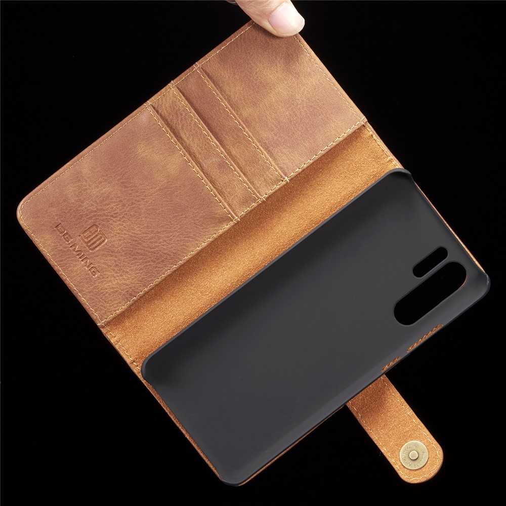 DG.MING Detachable 2-in-1 Split Leather Wallet Phone Shell + PC Back Case for Huawei P30 Pro - Brown-10