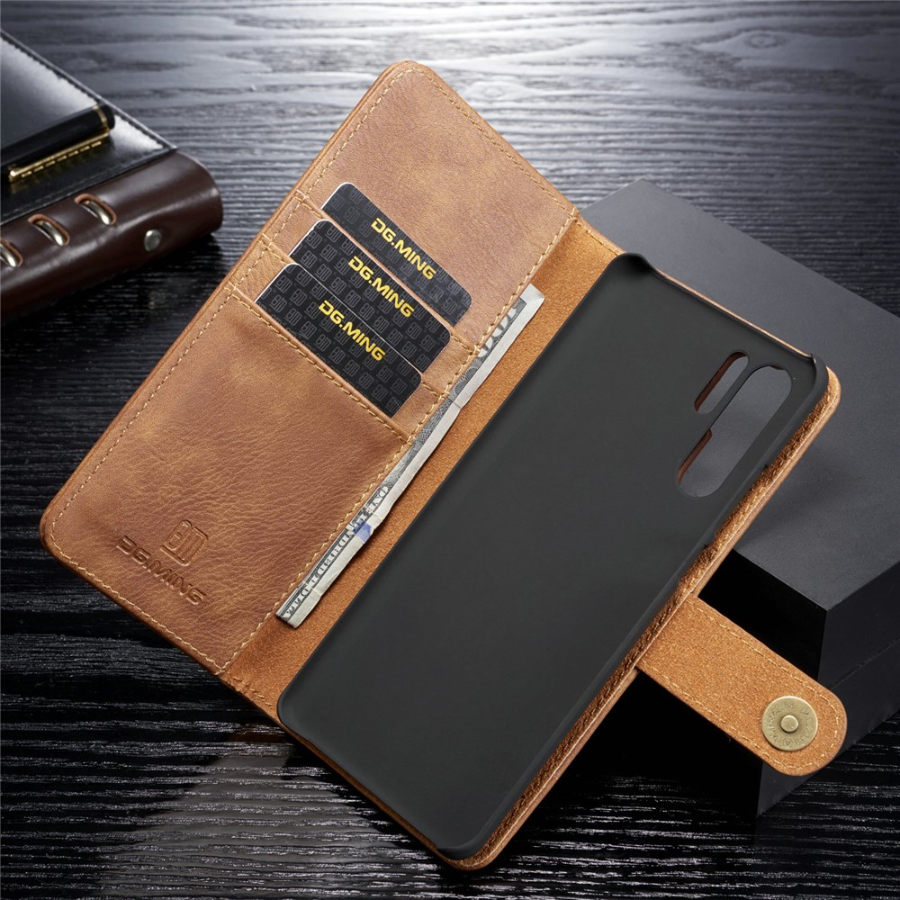 DG.MING Detachable 2-in-1 Split Leather Wallet Phone Shell + PC Back Case for Huawei P30 Pro - Brown-2