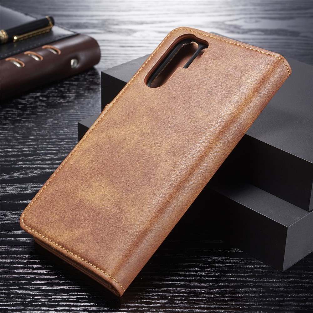 DG.MING Detachable 2-in-1 Split Leather Wallet Phone Shell + PC Back Case for Huawei P30 Pro - Brown-3