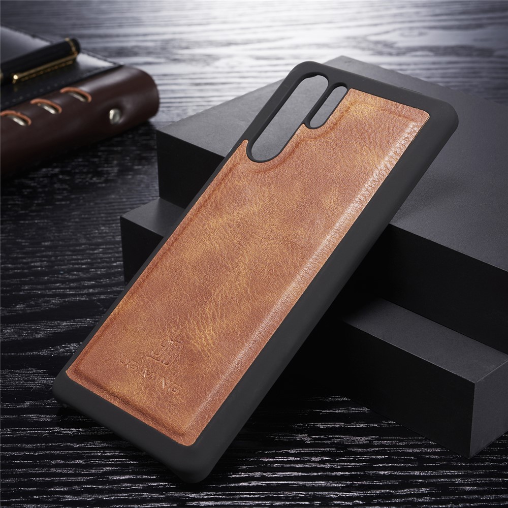 DG.MING Detachable 2-in-1 Split Leather Wallet Phone Shell + PC Back Case for Huawei P30 Pro - Brown-4