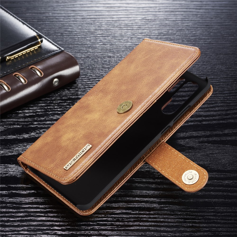 DG.MING Detachable 2-in-1 Split Leather Wallet Phone Shell + PC Back Case for Huawei P30 Pro - Brown-5