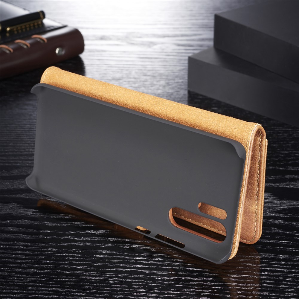 DG.MING Detachable 2-in-1 Split Leather Wallet Phone Shell + PC Back Case for Huawei P30 Pro - Brown-7
