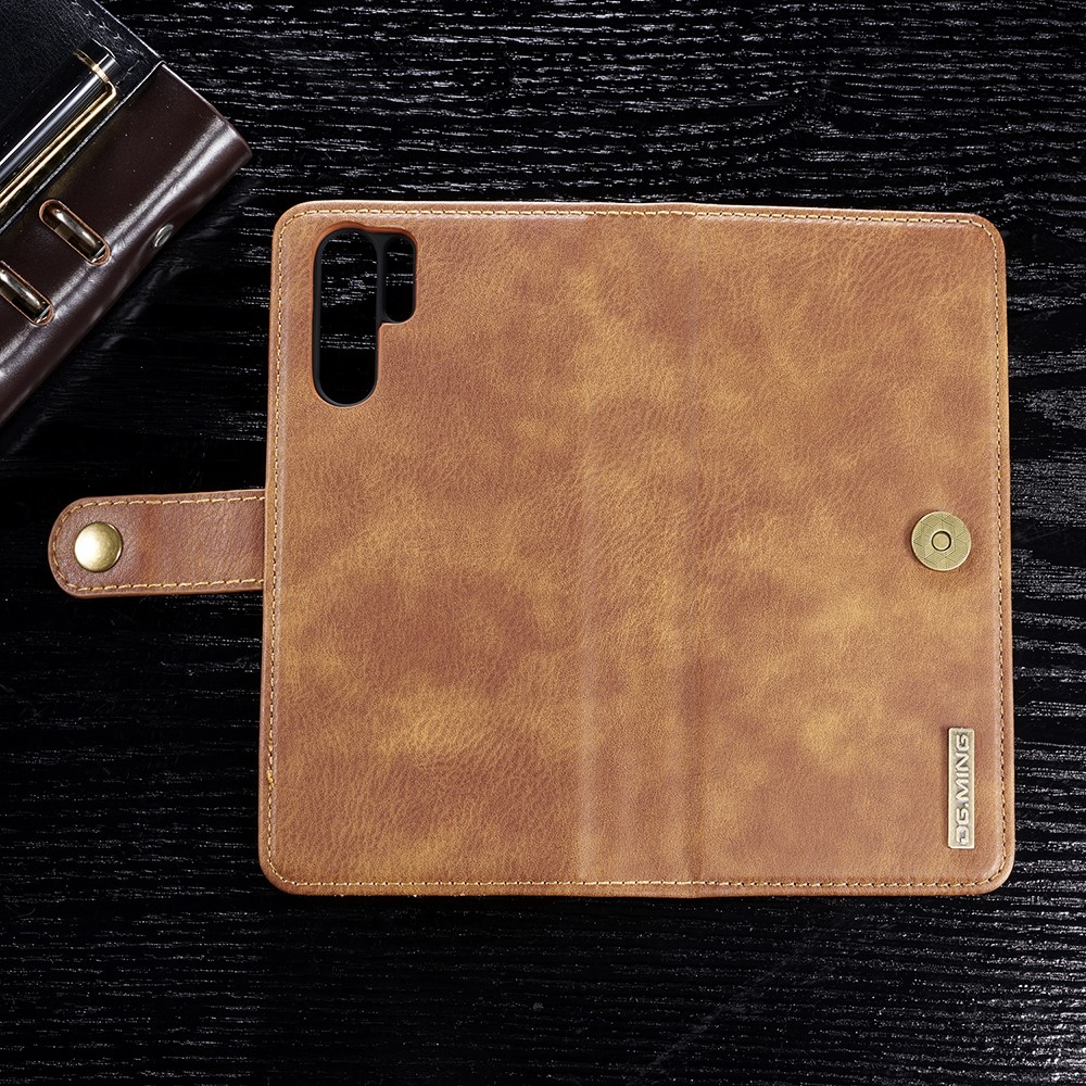 DG.MING Detachable 2-in-1 Split Leather Wallet Phone Shell + PC Back Case for Huawei P30 Pro - Brown-8