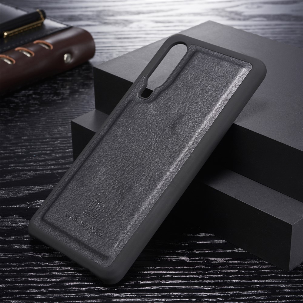 DG.MING Detachable 2-in-1 Split Leather Wallet Shell + PC Back Case for Huawei P30 - Black-3