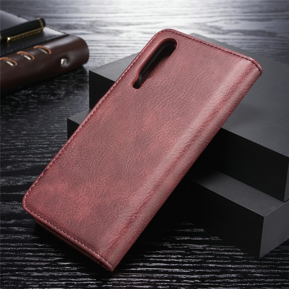 DG.MING Detachable 2-in-1 Split Leather Wallet Cover + PC Back Case for Huawei P30 - Red-2