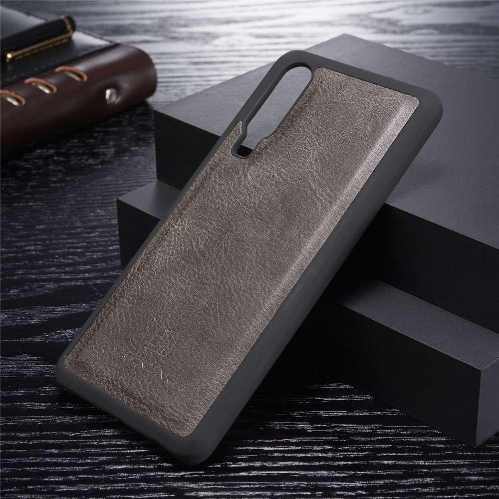 DG.MING Detachable 2-in-1 Split Leather Wallet Phone Shell + PC Back Case for Huawei P30 - Grey-3