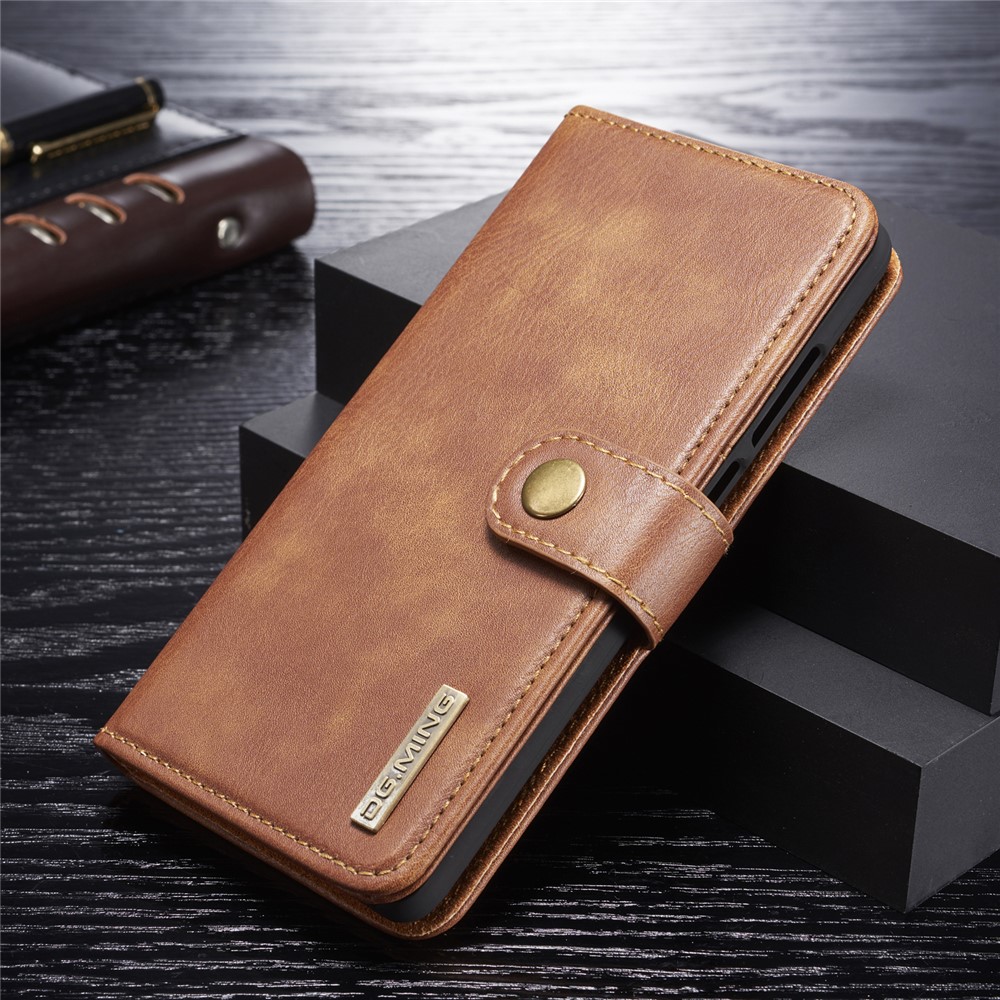DG.MING Detachable 2-in-1 Split Leather Wallet Cover Shell + PC Back Case for Huawei P30 - Brown-1