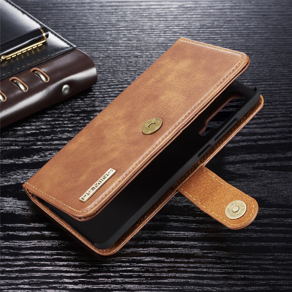 DG.MING Detachable 2-in-1 Split Leather Wallet Cover Shell + PC Back Case for Huawei P30 - Brown-5