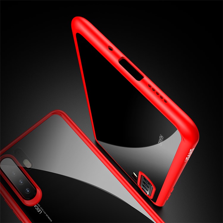 USAMS Mant Series Clear PC + TPU Frame Phone Case for Huawei P30 Pro - Red-6