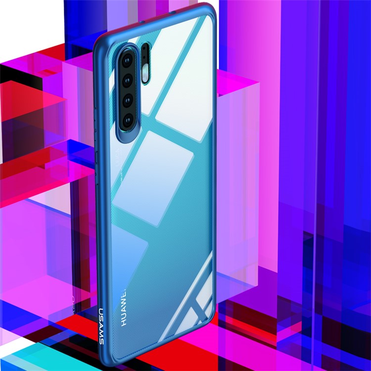 USAMS Mant Série Shell PC + TPU Cadre Clair Téléphone Shell Pour Huawei P30 Pro - Bleu-2