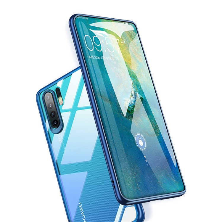 USAMS Mant Série Shell PC + TPU Cadre Clair Téléphone Shell Pour Huawei P30 Pro - Bleu-3