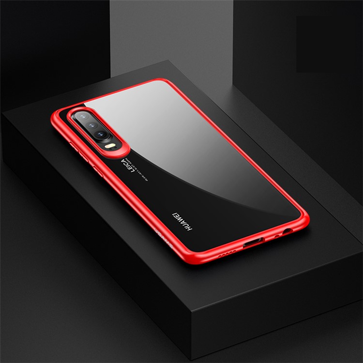USAMS Mant Series Clear PC + TPU Frame Cell Phone Cover for Huawei P30 - Red-1
