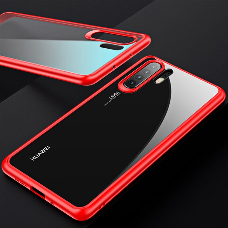 USAMS Mant Series Clear PC + TPU Frame Cell Phone Cover for Huawei P30 - Red-5