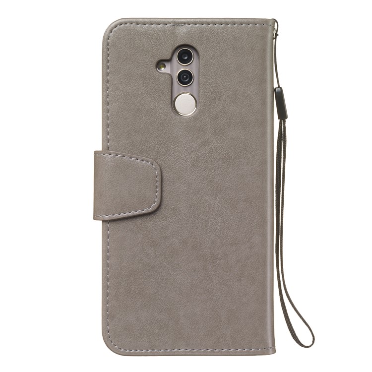 Imprint Anchor Wallet Leather Case for Huawei Mate 20 Lite / Maimang 7 - Grey-3
