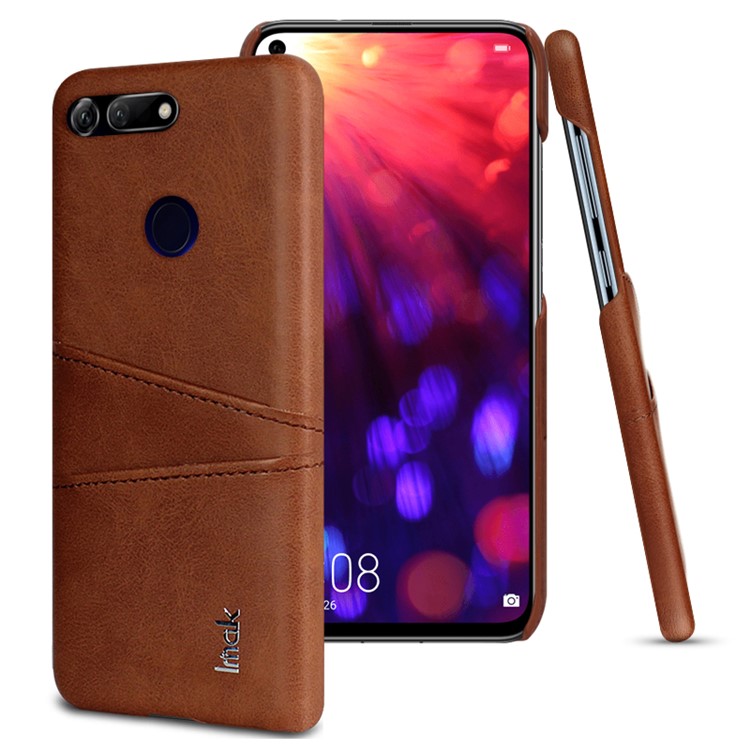IMAK Ruiyi Card Holder Series Leather Coated Plastic Hard Cover for Huawei Honor View 20 / V20 - Brown-1
