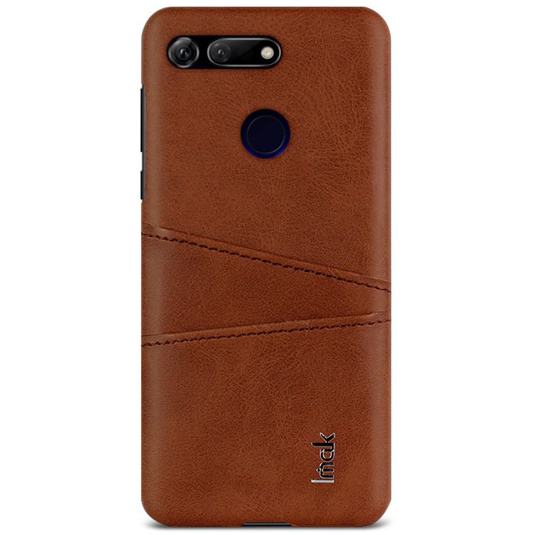 IMAK Ruiyi Card Holder Series Leather Coated Plastic Hard Cover for Huawei Honor View 20 / V20 - Brown-2
