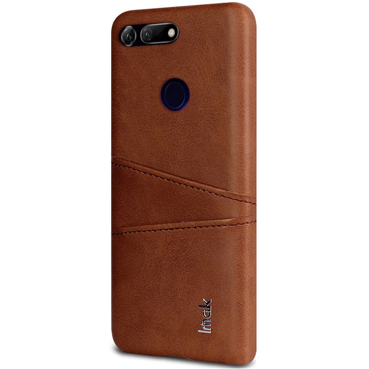 IMAK Ruiyi Card Holder Series Leather Coated Plastic Hard Cover for Huawei Honor View 20 / V20 - Brown-3