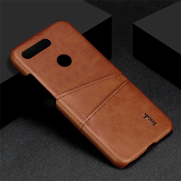 IMAK Ruiyi Card Holder Series Leather Coated Plastic Hard Cover for Huawei Honor View 20 / V20 - Brown-6
