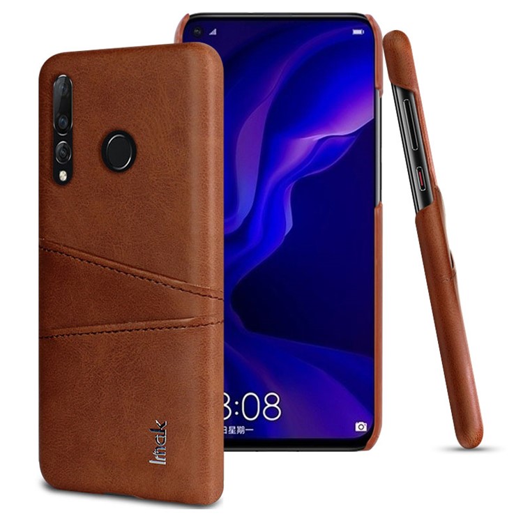IMAK Ruiyi Card Holder Series Leather Coated PC Hard Cover for Huawei nova 4 - Brown-1