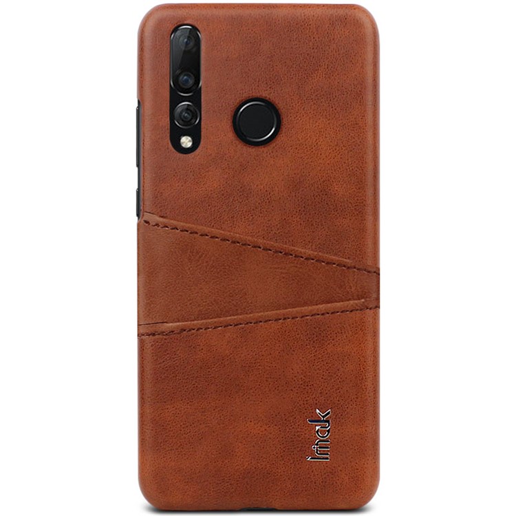 IMAK Ruiyi Card Holder Series Leather Coated PC Hard Cover for Huawei nova 4 - Brown-2