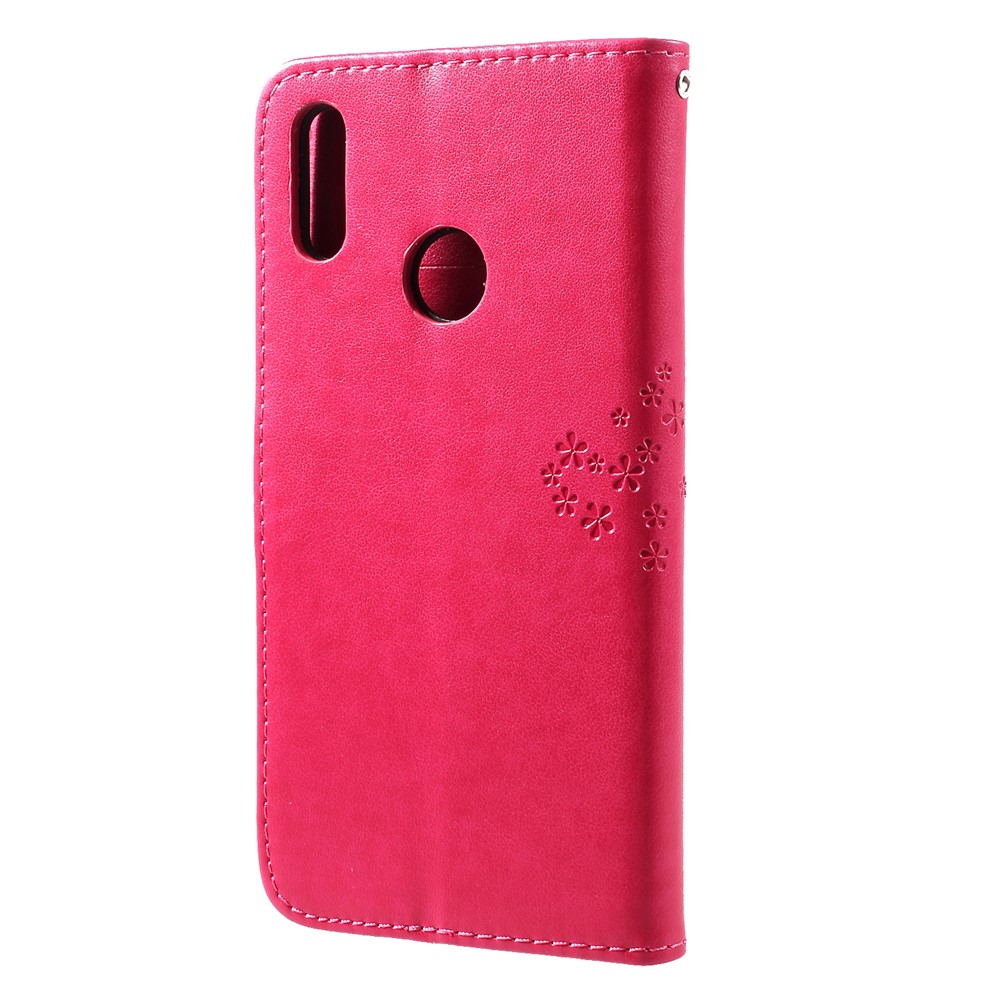 Imprint Tree Owl Wallet Leather Stand Case for Huawei Y7 (2019) - Rose-3