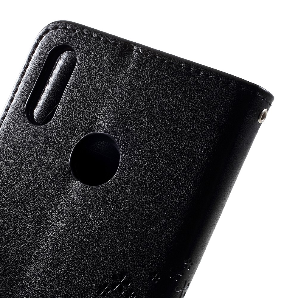 Imprint Tree Owl Wallet Leather Stand Cover for Huawei Y7 (2019) - Black-9