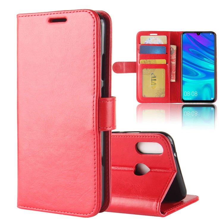 Crazy Horse PU Leather Stand Wallet Flip Shell for Huawei Y7 (2019) - Red-1