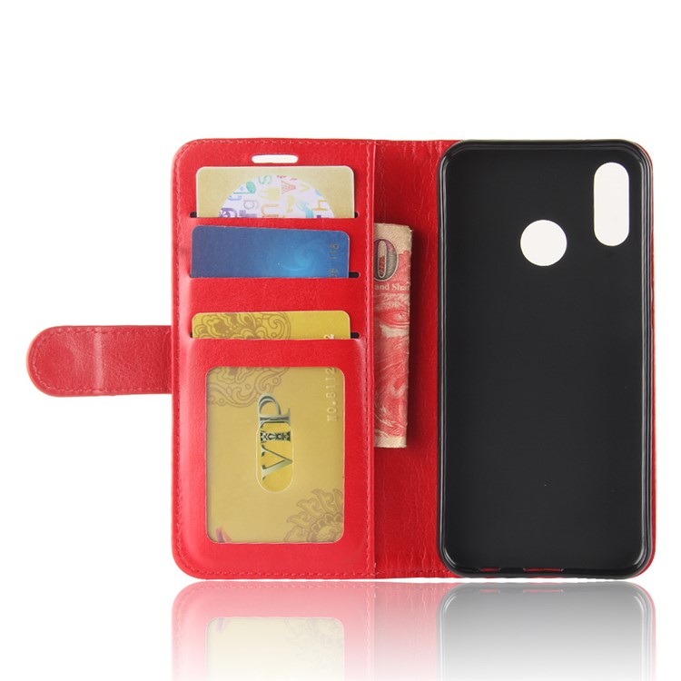 Crazy Horse PU Leather Stand Wallet Flip Shell for Huawei Y7 (2019) - Red-4
