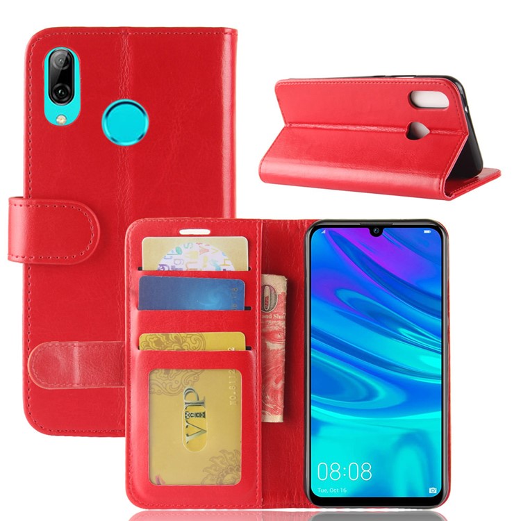 Crazy Horse PU Leather Stand Wallet Flip Shell for Huawei Y7 (2019) - Red-8