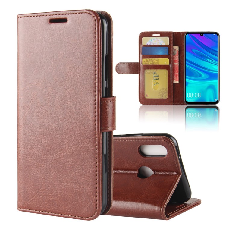 Crazy Horse PU Leather Stand Wallet Flip Casing for Huawei Y7 (2019) - Brown-1