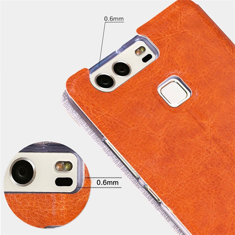 MOFI Rui Series Leather Stand Protective Case for Huawei P9 - Brown-6