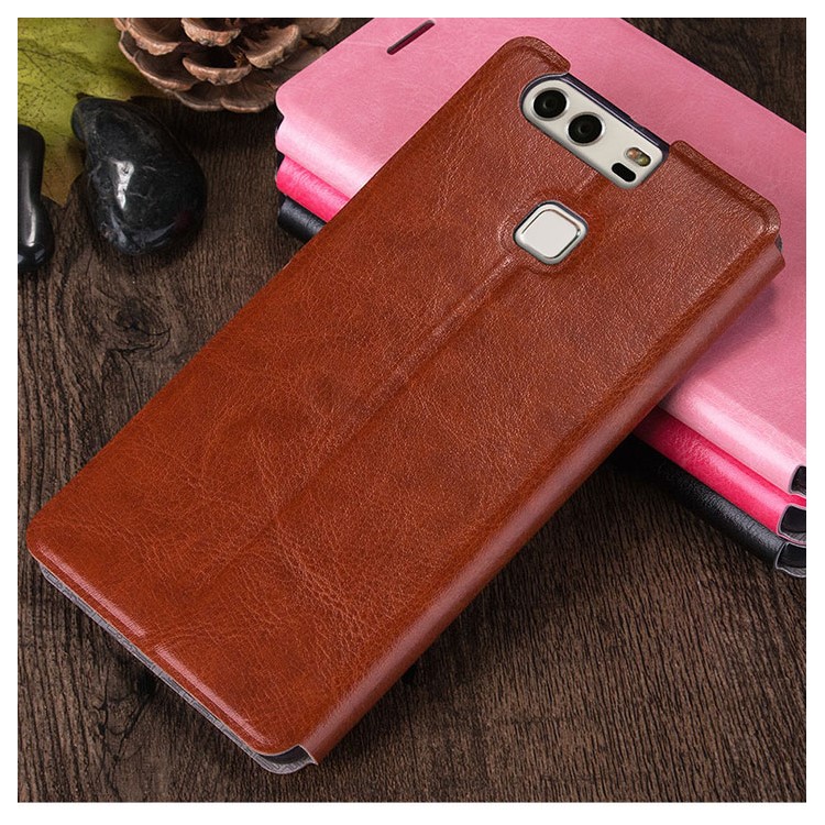 MOFI Rui Series Leather Stand Protective Case for Huawei P9 - Brown-9