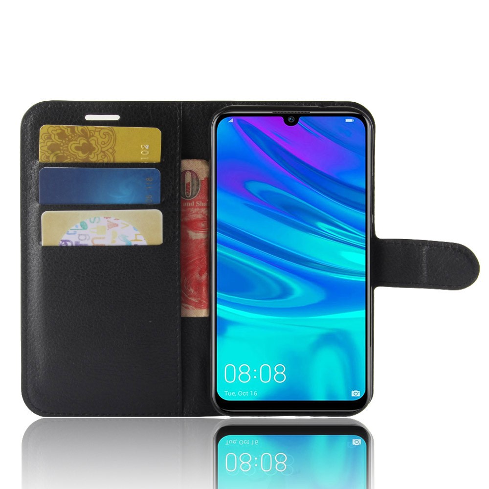 Litchi Texture Wallet Кожаный Защитный Корпус Для Huawei Y7 (2019) - Черный