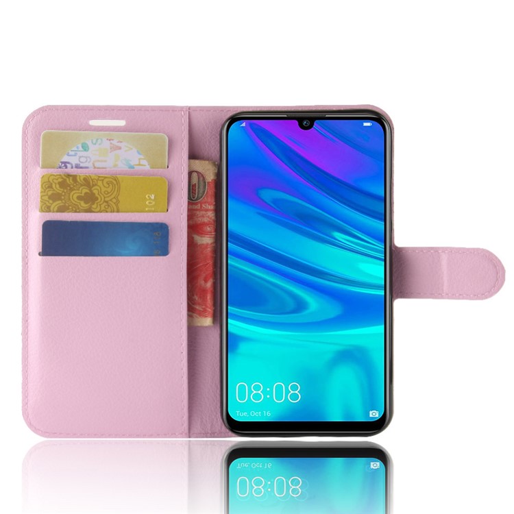 Litchi Texture Wallet Leather Protection Shell for Huawei Y7 (2019) - Pink-4