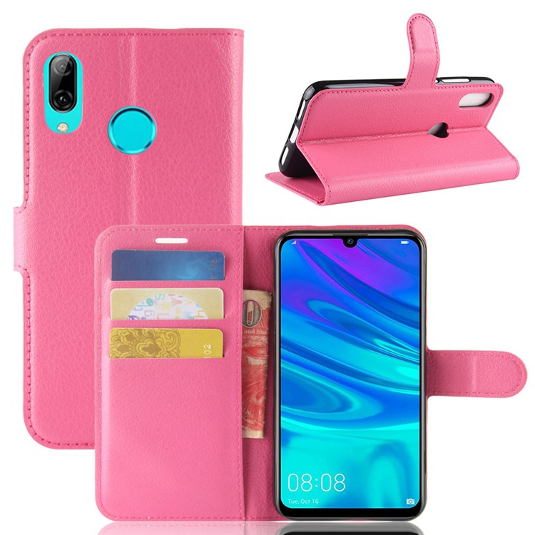 Litchi Texture Wallet Leather Phone Cover for Huawei Y7 (2019) - Rose-1