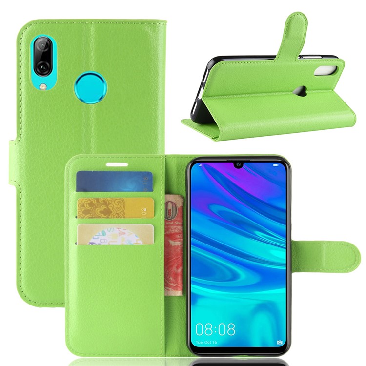 Litchi Texture Wallet Leather Phone Shell for Huawei Y7 (2019) - Green-1