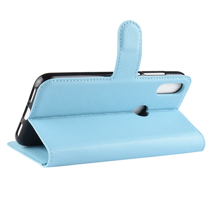 Litchi Texture Wallet Leather Cell Phone Case for Huawei Y7 (2019) - Blue-5