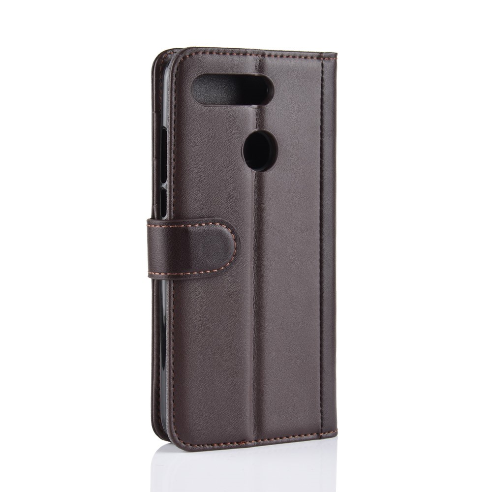 Genuine Split Leather Wallet Cell Phone Case for Huawei Honor View 20/Honor V20 - Brown-4