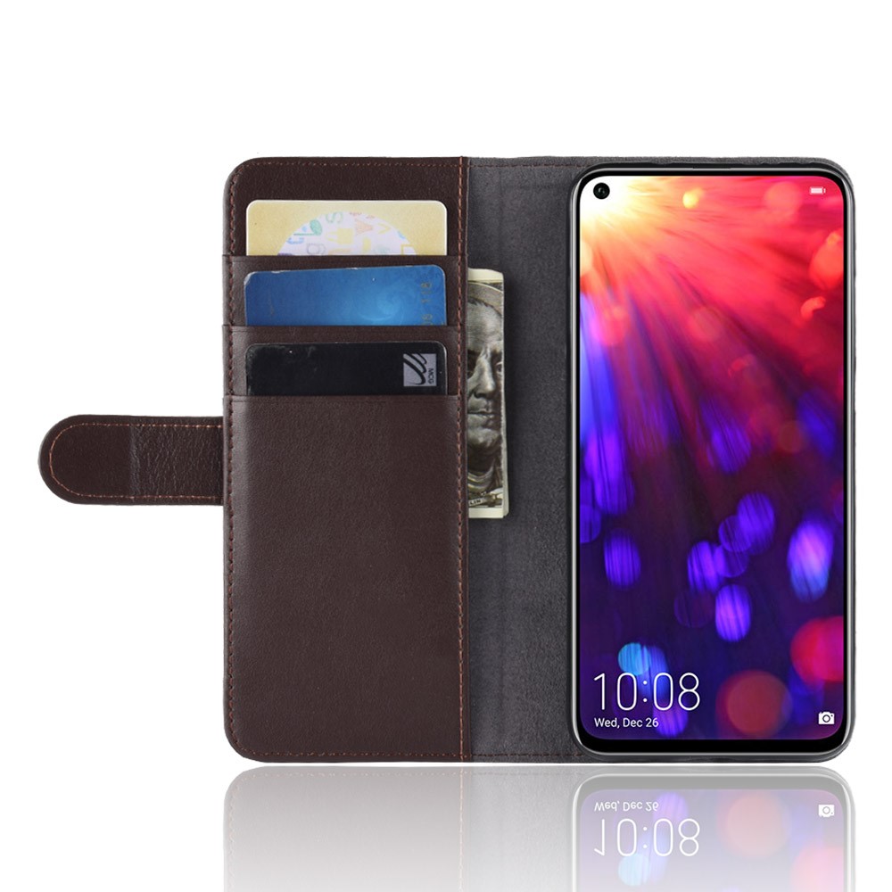 Genuine Split Leather Wallet Cell Phone Case for Huawei Honor View 20/Honor V20 - Brown-6