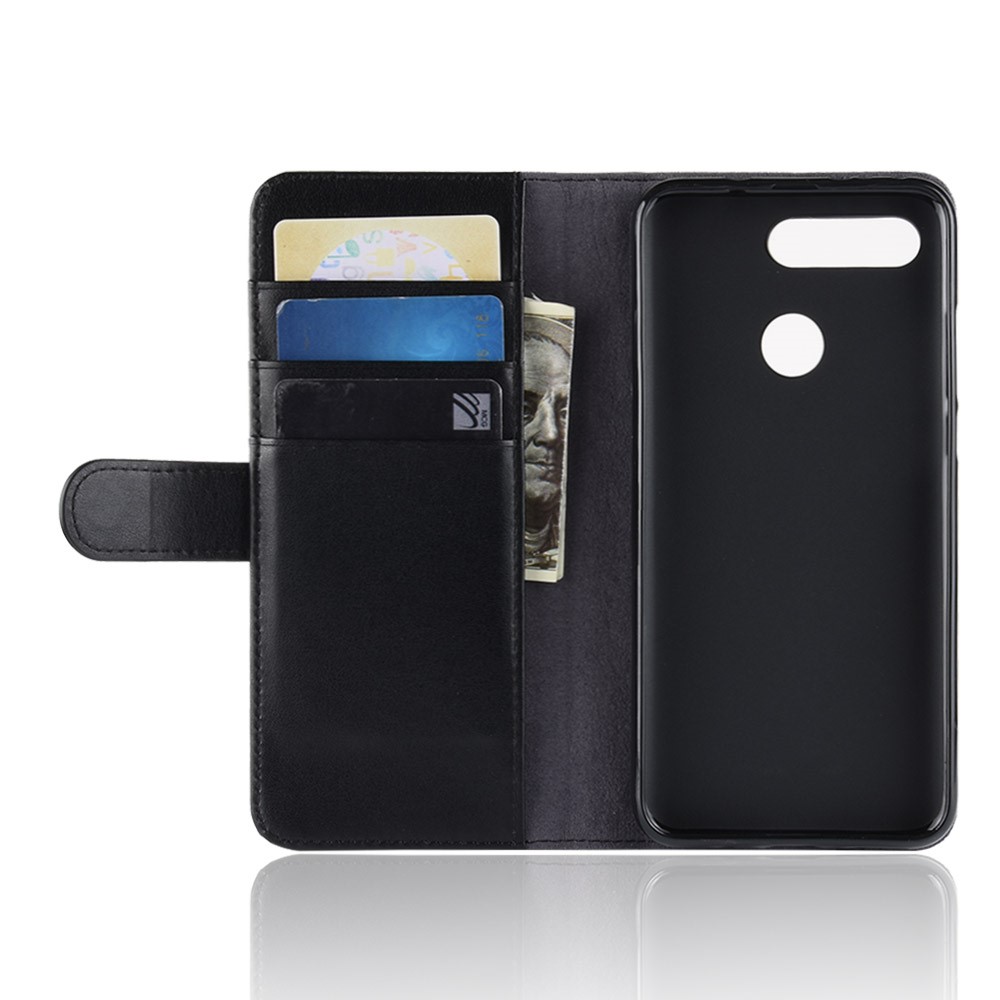 Genuine Split Leather Wallet Cell Phone Cover for Huawei Honor View 20/Honor V20 - Black-5