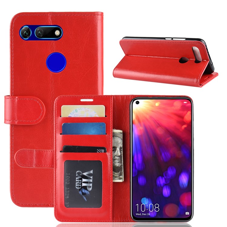 Crazy Horse Leather Mobile Phone Case for Huawei Honor View 20/Honor V20 - Red-2