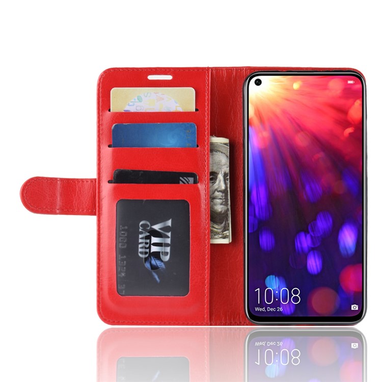 Crazy Horse Leather Mobile Phone Case for Huawei Honor View 20/Honor V20 - Red-5