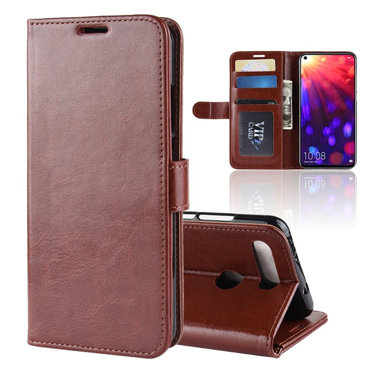 Crazy Horse Protective Leather Phone Shell for Huawei Honor View 20/Honor V20 - Brown-1