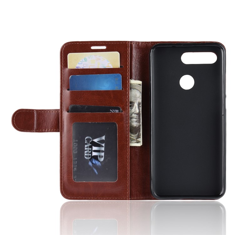 Crazy Horse Protective Leather Phone Shell for Huawei Honor View 20/Honor V20 - Brown-4