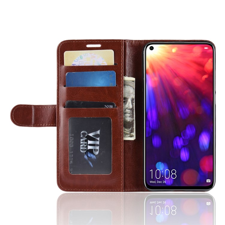 Crazy Horse Protective Leather Phone Shell for Huawei Honor View 20/Honor V20 - Brown-5