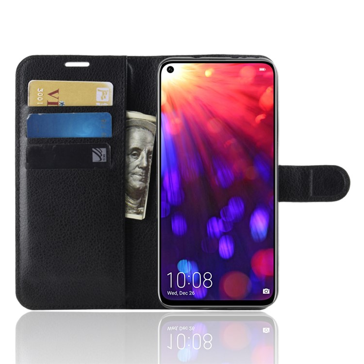 Litchi Texture Wallet Stand Leather Case for Huawei Honor View 20 / Honor V20 - Black-5